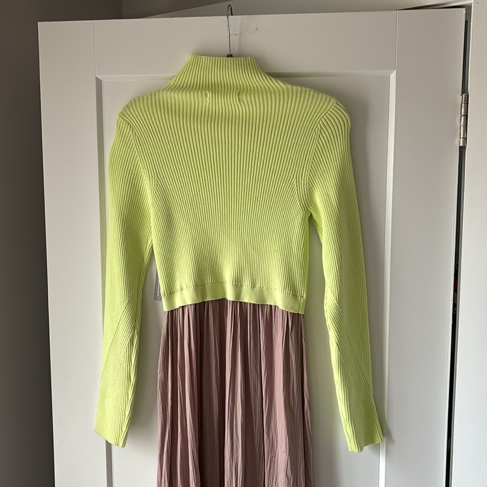Anthropologie Thea Twofer Lime and Taupe Maxi Dress - Picture 5 of 7
